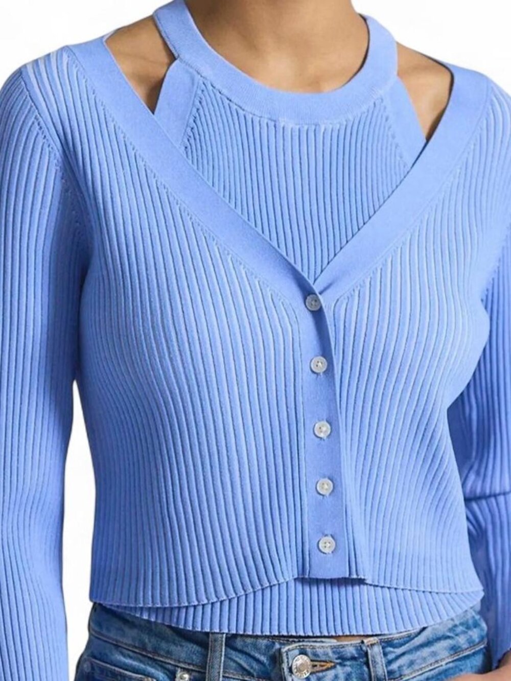 Derek Lam 10 Crosby Lonnie Viscose Knit Layered Cardigan Set